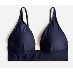 NEW J. Crew Plunge Bikini TOP Size XXL Navy Blue Swimwear NWT